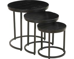 Salontafel set Vienna Zwart - Rond - 45x45cm - Hoogte 45 cm