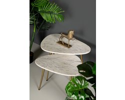 Salontafel set wit marmer 2 stuks