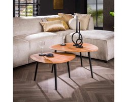 Salontafel set/2 driehoek organisch - Massief acacia naturel