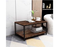 Salontafel - Snacktafel Einde Tafel Industrieel - Vintage Cocktailtafel Houten Console Tafel Met Opbergplank En Metalen Frame Voor Woonkamer - Bruin