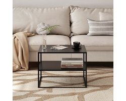 Salontafel Solund met 1 plank 60x60x45 cm staal zwart mat
