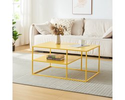 Salontafel Solund met plank 45x90x60 cm geel [en.casa]