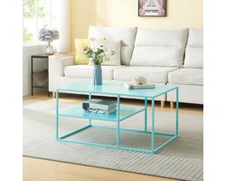 Salontafel Solund met plank 45x90x60 cm mintblauw [en.casa]