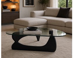 Salontafel - Tafel - Coffee Table - Zwart hout - Glas Tafel