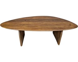 Salontafel Tansu Organische vorm Mangohout walnoot – 130×70×38 cm – Japandi stijl