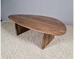 Salontafel Tansu Organische vorm Mangohout walnoot – 130×70×38 cm – Japandi stijl - Kiezel
