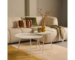 Salontafel Terre - Metaal - Creme/Wit - 60 x 46 x 55 cm (BxHxD)