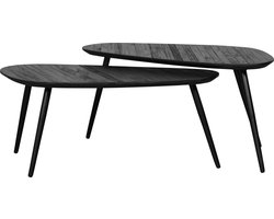 Salontafel Thionville - Gerecycled Teakhout - Zwart - 84 x 39 x 39 cm (BxHxD)