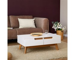 Salontafel TIBOR 2 laden 2 nissen in wit