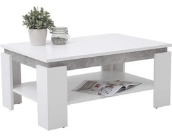 Salontafel Tim - Woonkamertafel - Woonkamer Inrichten - Betonnen Effect - 90 x 60 cm - Wit