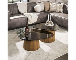 Salontafel Tinto driehoekig glas set van 2 - Brons glas