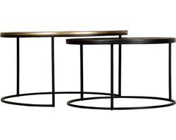 Salontafel Torhout -Set 2 stuks - Metaal - Brons / Zwart - 76x45x76 / 61x37x61 cm (BxHxD) - Aluminium - Gezandstraald