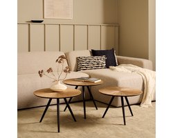Salontafel Toul - Set 3 Stuks - Metaal - Goud / Zwart - 50x40x50 / 50x37x50 / 50x34x50 cm (BxHxD)