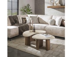 Salontafel Travertin keramiek set van 2 organisch - Japandi - 88x44x36 cm
