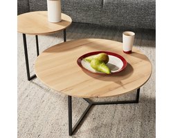 Salontafel Trio - Hout - Hout - Eiken/Hout - Naturel - 55 x 30 x 55 cm (BxHxD)