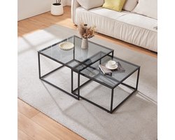 Salontafel Tromlaslo set van 2 grijs en zwart [en.casa]