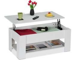 salontafel uitklapbaar - 42 x 98 x 50 cm - met opbergruimte - woonkamer - wit