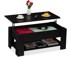 Salontafel uitklapbaar - 42 x 98 x 50 cm - met opbergruimte - zwart