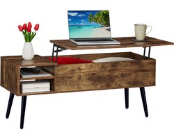Salontafel uitklapbaar - 46x100x40cm - met opbergruimte - bruin