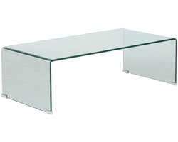 Salontafel van gehard glas met verchroomd stalen onderstel LENIA