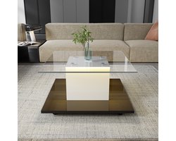 Salontafel - Verrijdbaar - Hoogglans Glas Met Zwenkwielen - Modern Design - Glas - Wit