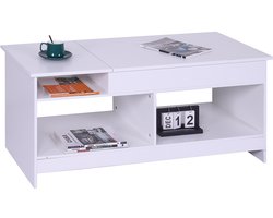 Salontafel verstelbaar - 50x110x50 cm - met opbergruimte - wit