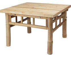 Salontafel Vierkant - Bijzettafel Bamboe - Woonkamer Decoratie - Natuurlijk Materiaal - 57x57x38 cm - Lichtbruin