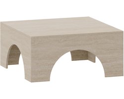 Salontafel Vivatka vierkant 80x80x37 cm travertijn [en.casa]