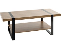 Salontafel| Warm Eiken decor | Zwart Staal | Industrieel | 120x45x60cm