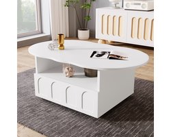 Salontafel - Wolkenvormig - Bijzettafel met Laden en Opbergruimte - MDF - Wit