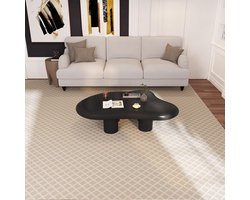 Salontafel Wolkvorm 91x63x38,8 cm – Design Bijzettafel met Organisch Blad en 4 Poten – Moderne Zwarte Koffietafel voor Woonkamer en Kleine Ruimtes – Pauwhome