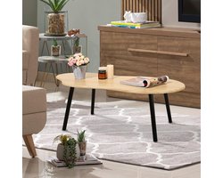 Salontafel Wolkvorm – Moderne Walnoot Cloud Salontafel met Houten Poten – Design Middentafel voor Woonkamer – Mid-Century & Scandinavische Stijl – 100 x 50 x 42 cm – Pauwhome