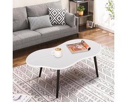 Salontafel Wolkvorm – Moderne Weiß Cloud Salontafel met Houten Poten – Design Middentafel voor Woonkamer – Mid-Century & Scandinavische Stijl – 100 x 50 x 42 cm – Pauwhome