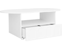 Salontafel Wolkvormige Salontafel Wit Met Lade En Opbergruimte