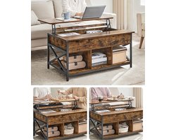 Salontafel - Woonkamertafel - Met verborgen opbergruimte - vintage bruin-zwart