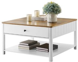 Salontafel - Woonkamertafel - Salontafel met 2 Grote Laden - Met Opbergruimte - Tafel - Bijzettafel - Wit/Bruin