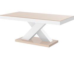 Salontafel Xenon mini 120 cm breed - Hoogglans cappuccino met wit