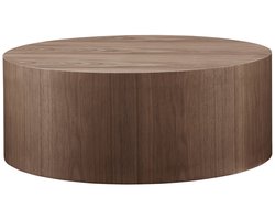 Salontafel Yantai Walnoot - MDF - Fineer - Rond - 80x80cm - Hoogte 30 cm