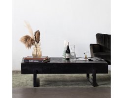 Salontafel Zwart - Acaciahout - Rechthoekig - 140cm - New Vintage - Giga Meubel
