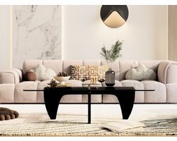 Salontafel Zwart - Hout - Glas - Tafel - Coffee table - Koffietafel