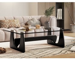Salontafel - Zwart Hout - Glas - Tafel - Design tafel - Coffee table - Koffietafel