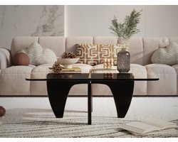 Salontafel - Zwart Hout - Glas - Tafel - Design Tafel - Coffee table - Koffietafel
