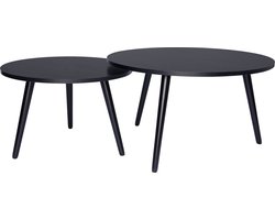 Salontafels Set The Parisian - Zwart - Rond - Hout - Salontafel Industrieel - Bijzettafel
