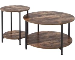 Salontafels Zyrell - Bijzettafels - 2 stuks - Voor Woonkamer, Slaapkamer & Kantoor - Industriële look - Multifunctioneel als Nachtkastje of Salontafel