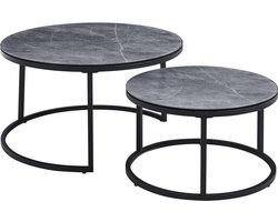 Salontafelset Fréderique Grijs - Rond - 80x80cm - Hoogte 45 cm