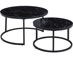 Salontafelset Fréderique Zwart - Rond - 80x80cm - Hoogte 45 cm