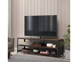 Salontafel/tv-meubel Bill 140x40 2 legplanken - rustiek bruin/zwart