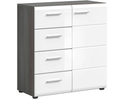 Salsa ladekast wit hoogglans MDF TZ rook zilver NB - 37x80x85cm