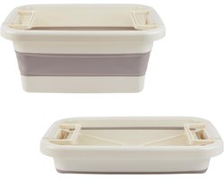 Salter LASAL28763FEU7 Stapelbare wasmand - Opvouwbare wasmand, opvouwbare opbergcontainer, organizerkuip, handgrepen, ruimtebesparend, vergrendel- en stapelfunctie, warme harmonie, 36 liter, crème/grijs