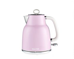 Salter Retro 1.7 L Waterkoker – 3KW Snelle Kook, 360° Basis, Verwijderbaar Kalkfilter, Draadloos, Waterniveau Venster, Blauw Indicatie Lampje, Droogkookbeveiliging & Automatische Uitschakeling, Roze